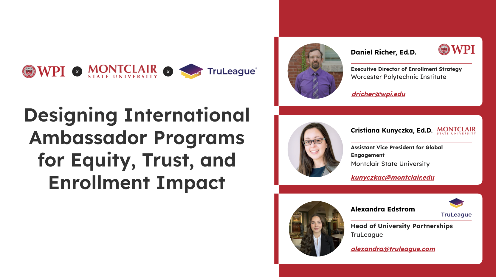 International student ambassador programs at Montclair State and WPI supporting enrollment and engagement